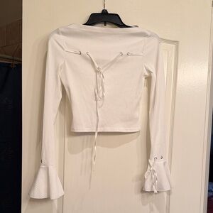 Off the shoulder white top